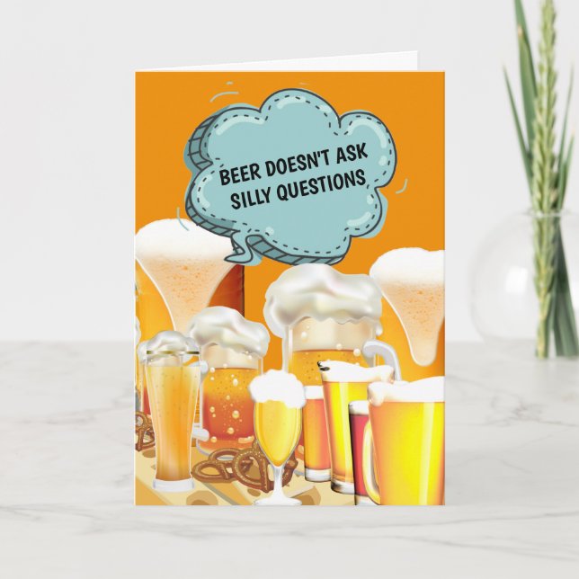 Carte La bière drôle ne pose pas de questions qu'elle co (Devant)