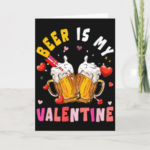 Carte La bière est mon Valentin coeurs assortis buveur f