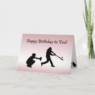 Carte La boule rose Girly de jeu de base-ball folâtre la