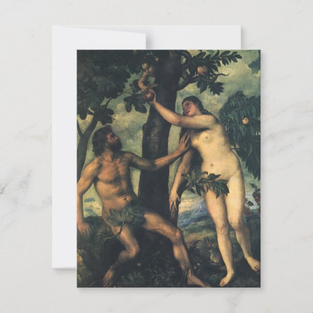 Carte La Chute de l'Homme ; Adam et Ève par Titien (Devant)