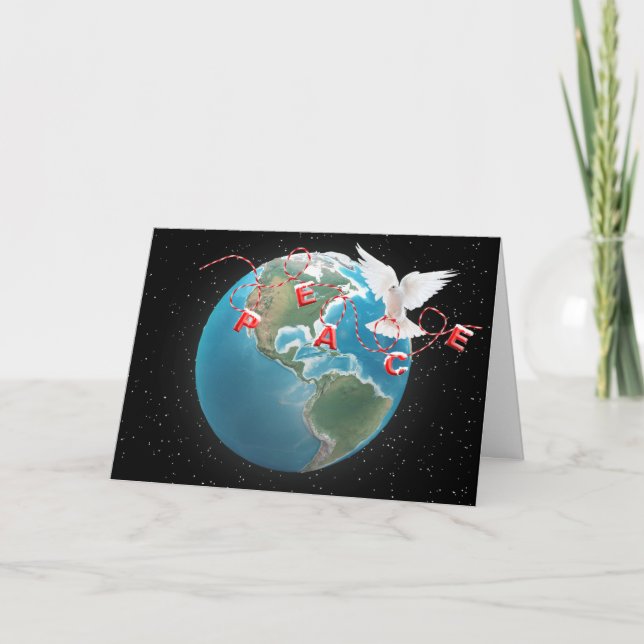 Carte La colombe de la paix de Noël dans le monde (Devant)