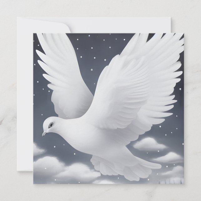 Carte La colombe Mariage blanche dans les nuages (Devant)