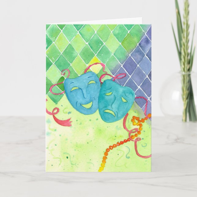 Carte La comédie de tragédie masque le mardi gras (Devant)