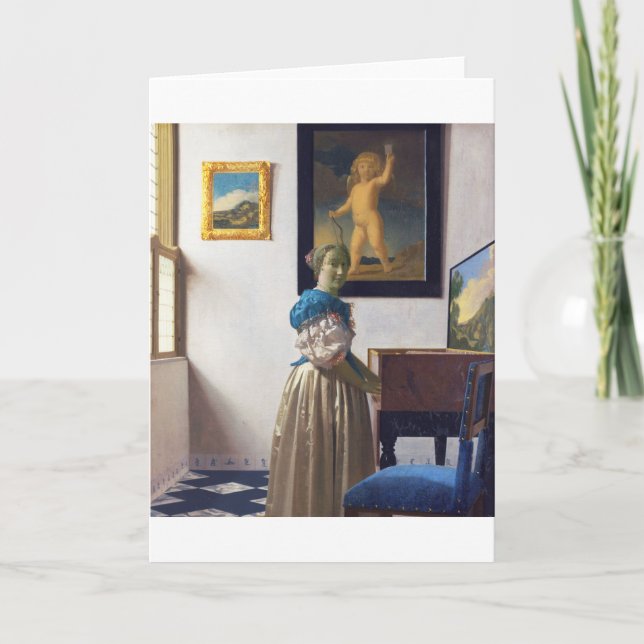 Carte La dame debout dans une virginale, Johannes Vermee (Devant)