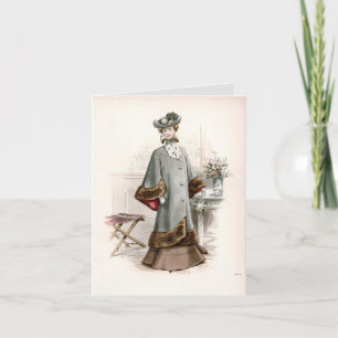 Carte La Dame Edwardienne En Beau Manteau Mode Vintage