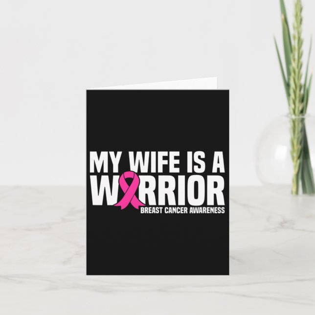 Carte La Femme Est Un Guerrier Pink Ribbon Cancer du Sei (Devant)