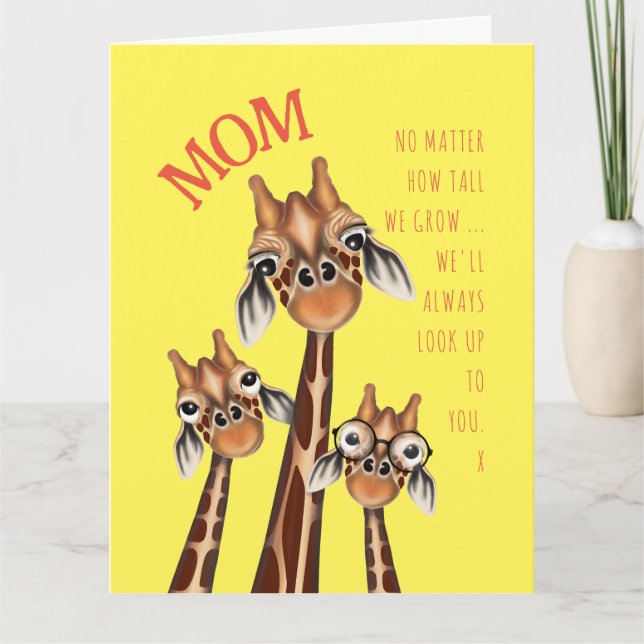 Carte La fête des mères - Douce famille de girafes (Devant)