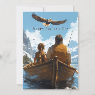 Carte La fête des pères Papa et fille vont à la pêche