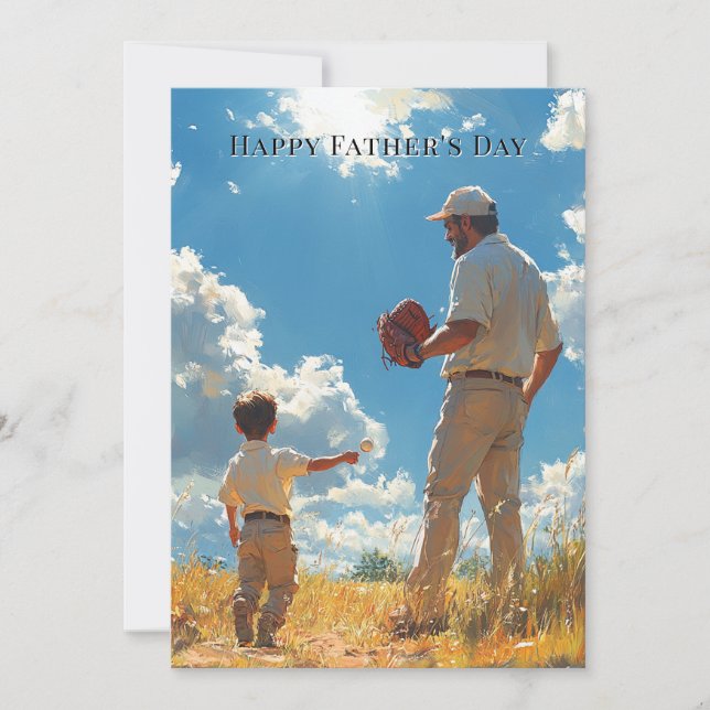 Carte La fête des pères Père et fils jouant au baseball (Devant)