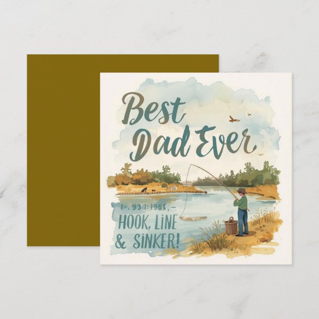 Carte La fête des pères pour papa amateur de pêche (Devant / Derrière)