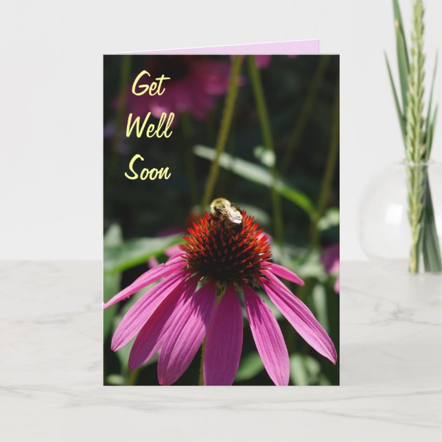 Carte La fleur pourpre avec l'abeille obtiennent bientôt (Devant)