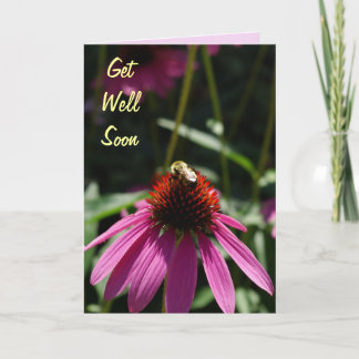 Carte La fleur pourpre avec l'abeille obtiennent bientôt