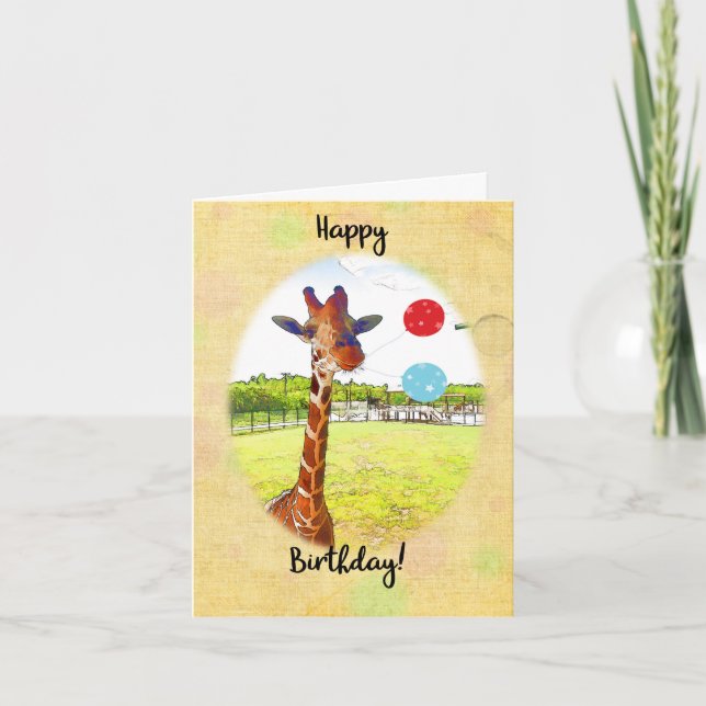 Carte La Girafe aux ballons d'anniversaire (Devant)