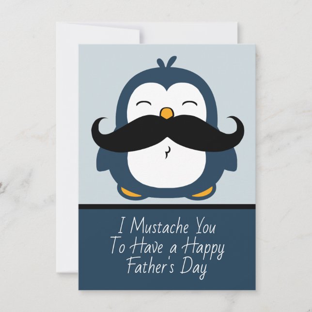 Carte La grande Fête des pères de Mustache Penguin | Ble (Devant)