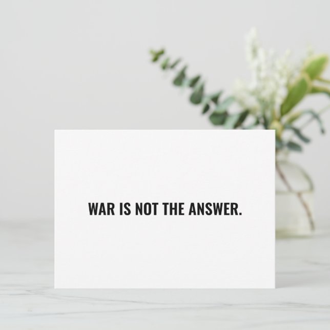 Carte La guerre n'est pas la réponse blanc noir minimali (Debout devant)