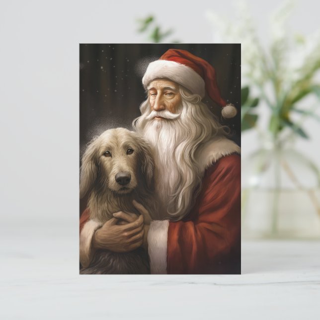 Carte La hache afghane avec le Père Noël Festif Noël (Debout devant)