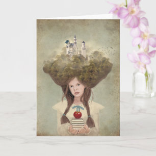 Carte La jeune fille romantique Reader avec des livres d