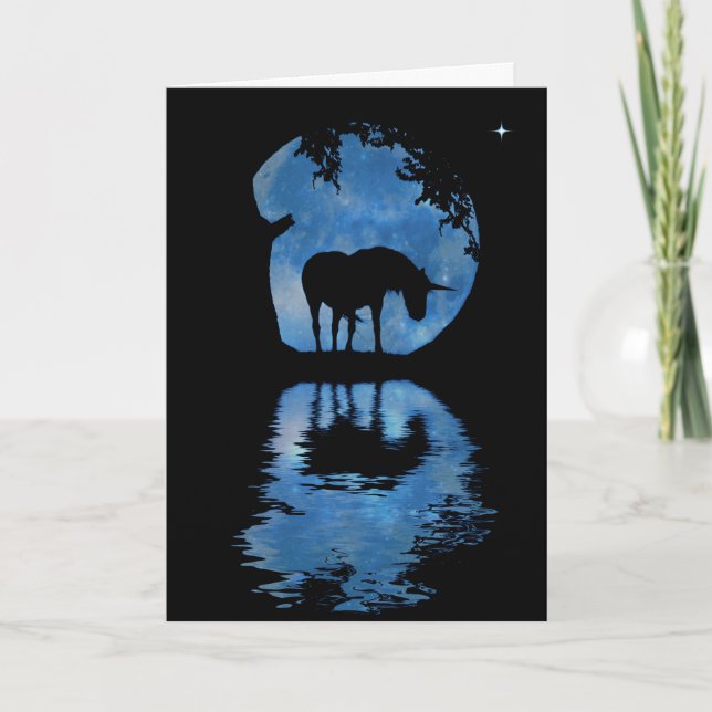 Carte La licorne magique et la lune Joyeux anniversaire (Devant)