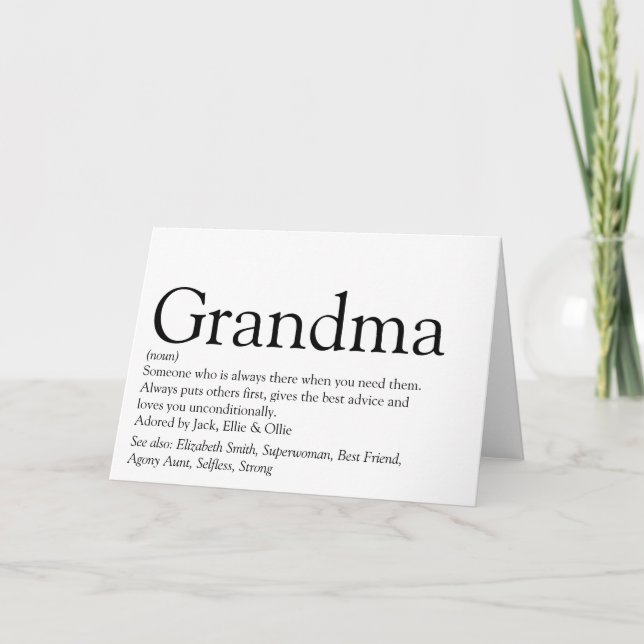 Carte La meilleure définition de grand-mère de grand-mèr (Devant)