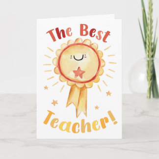 Carte La Meilleure Enseignante – Rosette de Récompense A