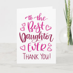Carte La meilleure fille jamais Merci typographie en ros