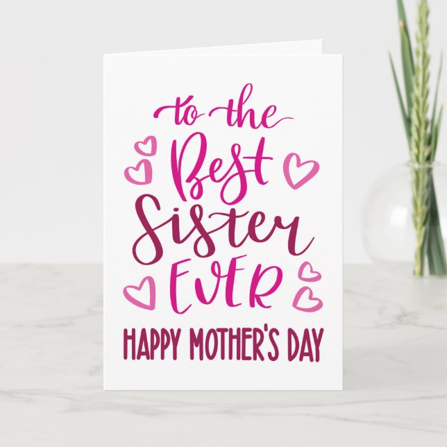 Carte La meilleure soeur jamais la typographie de la Fêt (Devant)