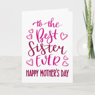 Carte La meilleure soeur jamais la typographie de la Fêt
