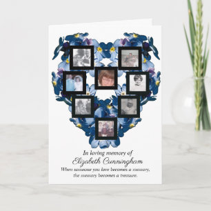 Carte La mémoire devient trésor bleu floral conception d