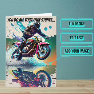 Carte La moto se débrouille bien Accident amusant