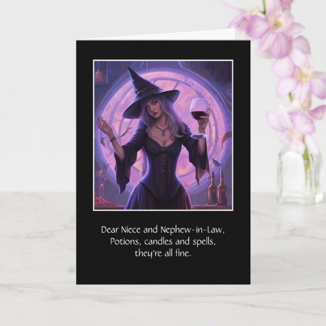 Carte La nièce et le mari amusant Halloween heureux avec (Orchidée)