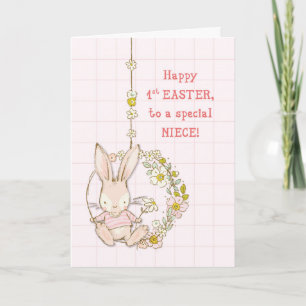 Carte La nièce premier lapin de Pâques à coudre