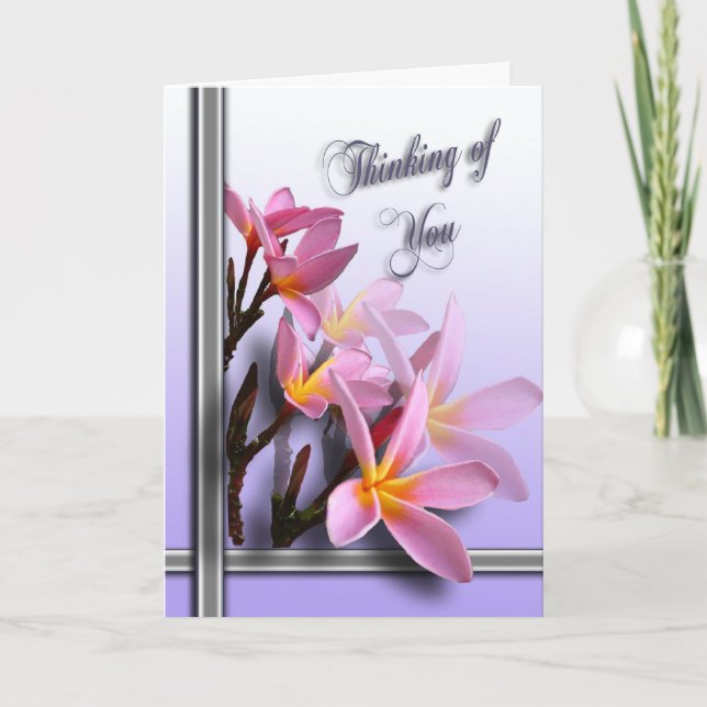 Carte La pensée à vous cardent - le Frangipani rose (Devant)
