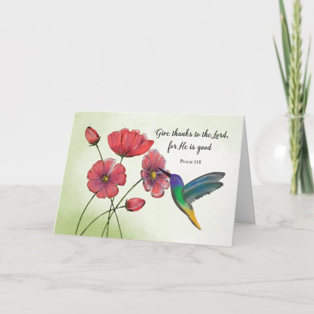Carte La pensée religieuse de vous Fleurs avec Colibri (Devant)