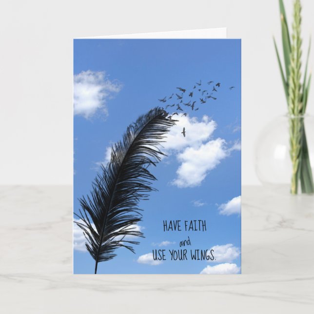 Carte la plume noire et les oiseaux inspirant (Devant)