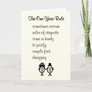 Carte La règle d'un an - félicitations pour le mariage t