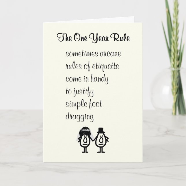 Carte La règle d'un an - Félicitations pour un mariage t (Devant)