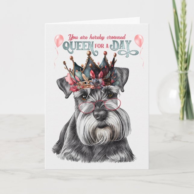 Carte La reine Schnauzer miniature pour une journée d'an (Devant)
