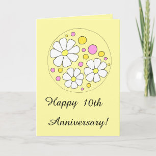 Carte La rétro marguerite fleurit le 10ème anniversaire