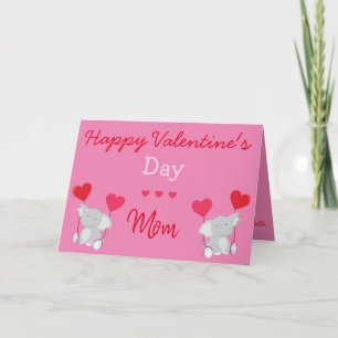 Carte La Saint Valentin à thème éléphant pour maman