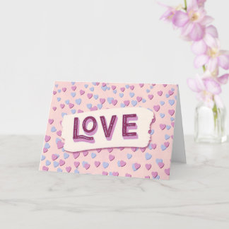 Carte La Saint-Valentin Amour coeurs roses et bleus