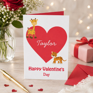 Carte La Saint-Valentin des enfants Safari
