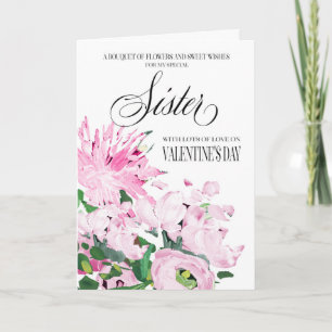 Carte La Saint-Valentin des nuances de bouquet rose