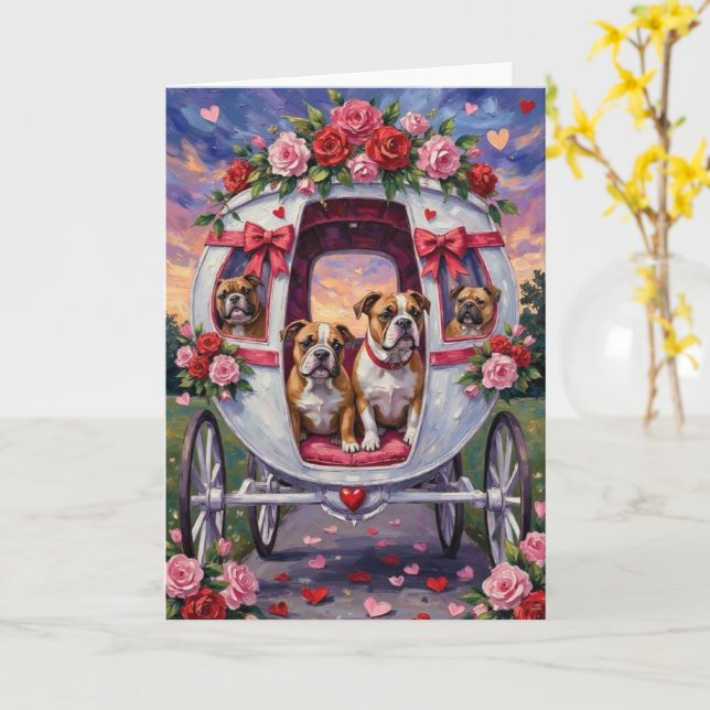 Carte La Saint-Valentin du bouledogue (Fleur jaune)