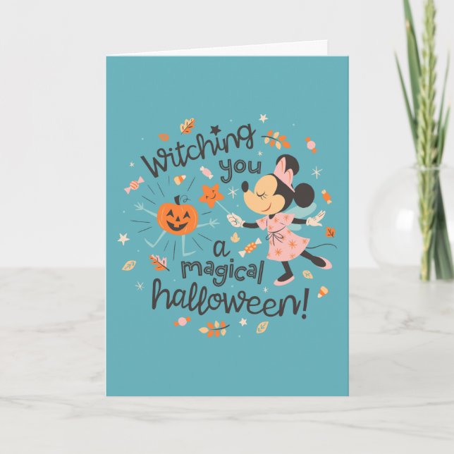 Carte La salutation magique d'Halloween de Minnie Mouse (Devant)
