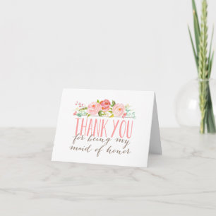 Carte La servante florale de Merci d'honneur pliée