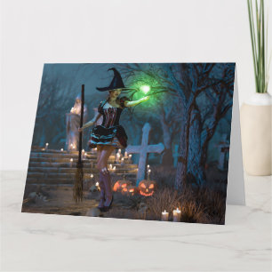 Carte La sorcière d'Halloween dans la forêt