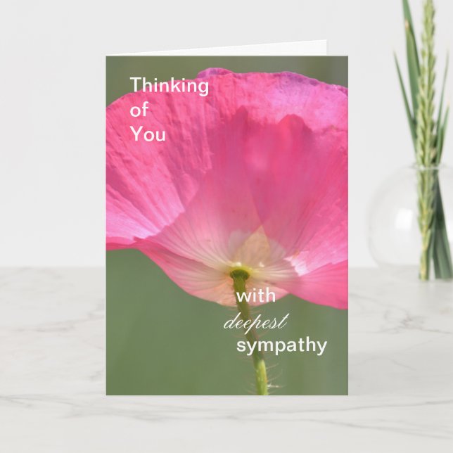 Carte La sympathie la plus profonde du pavot rose (Devant)