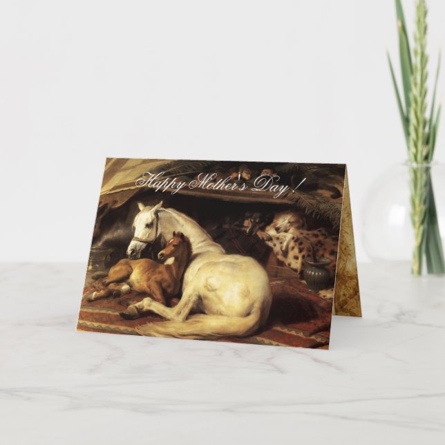 Carte LA TENTE ARABE AVEC CHEVAUX ET ANIMAUX Fête des mè (Devant)