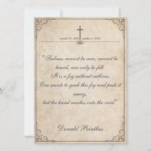 Carte La tristesse ne peut pas être vue - Funeral Vintag