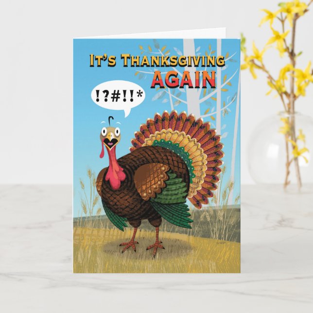Carte La Turquie grasse humoristique se rappelle Thanksg (Fleur jaune)